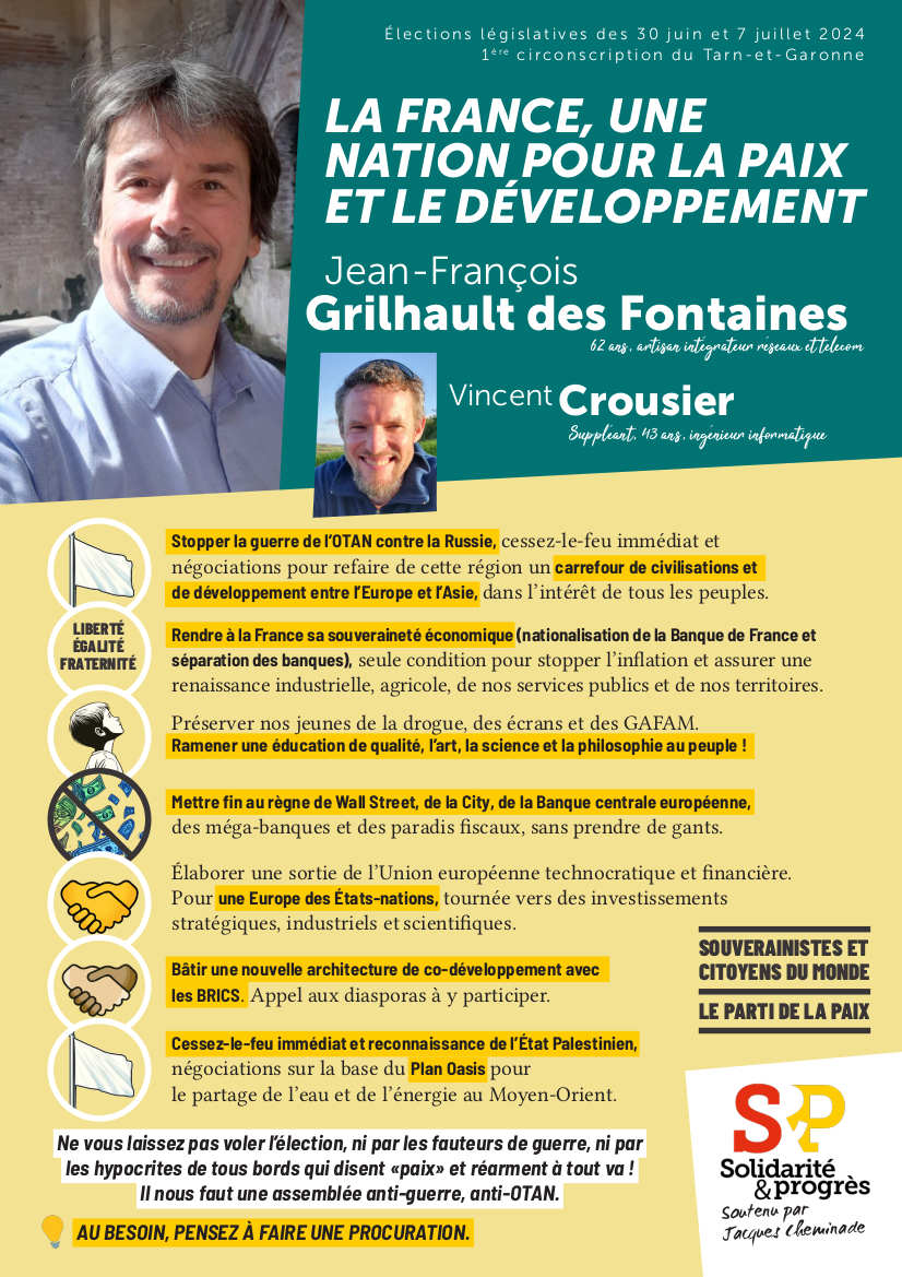 Cliquez sur l'image pour télécharger la profession de foi de Jean-François Grilhault des Fontaines en pdf.