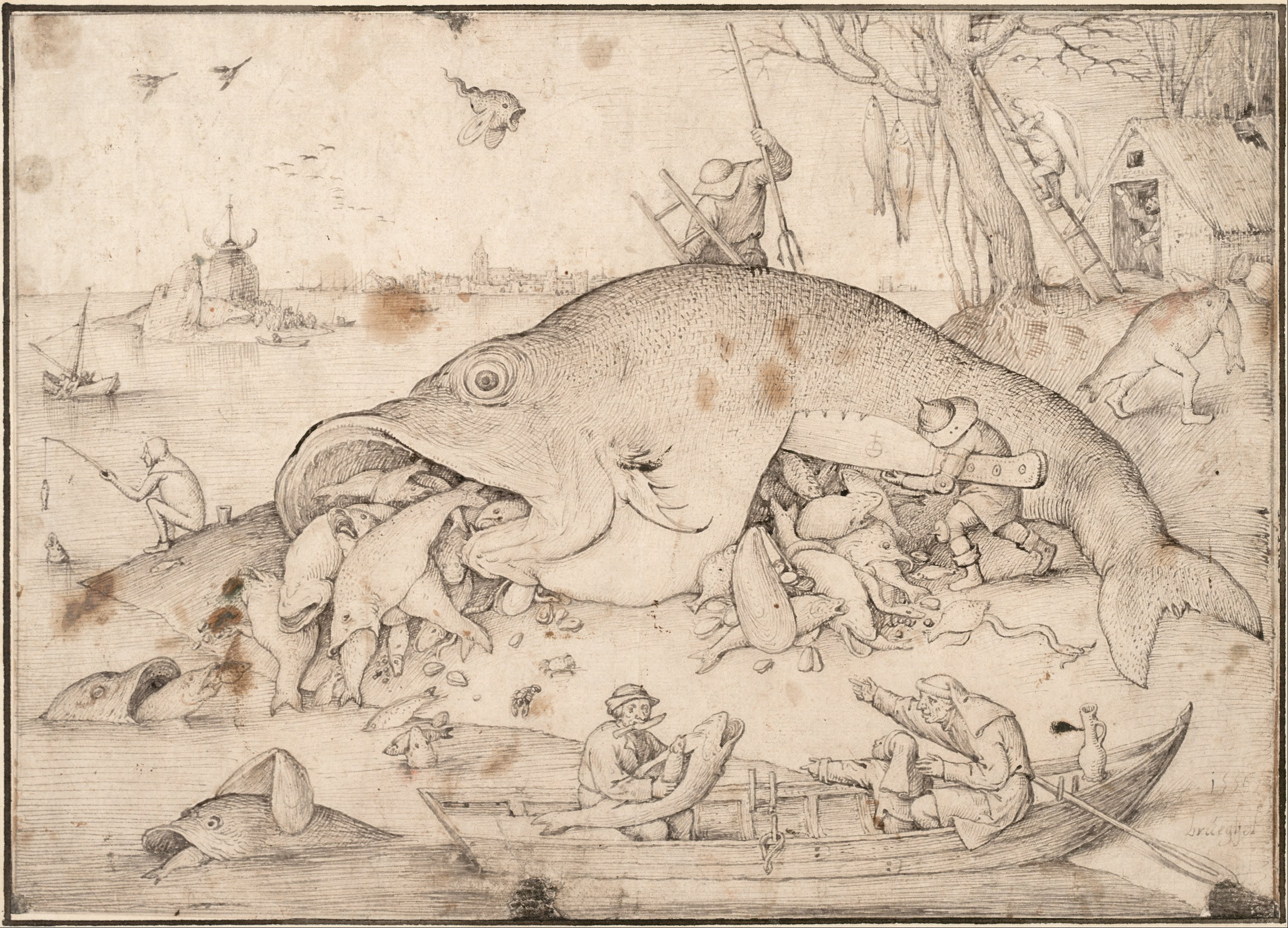 Gravure de Bruegel l'Ancien "Les gros poissons mangent les petits" (1556)